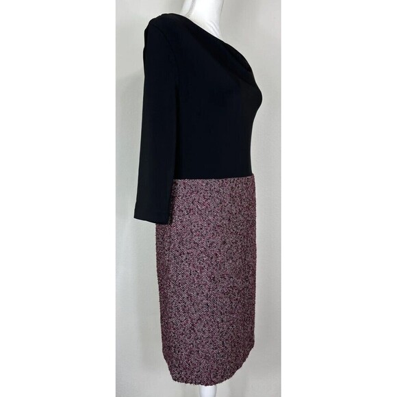 Talbots Black and Plum Cowlneck Knee Length Sheath Dress Size 8 Petite - Picture 6 of 13